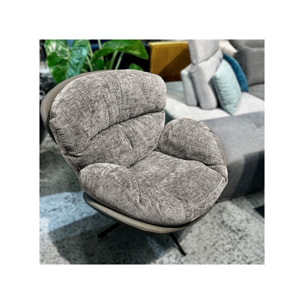 Fauteuil rotatif 360° tissu doux avec simili et pieds métal - DOUDOU