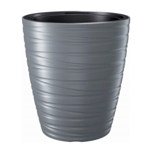 Maceta con deposito 16l maze de plastico en color gris piedra 29,6 (largo) x 29,6 (ancho) x 32,9 (alto) cm