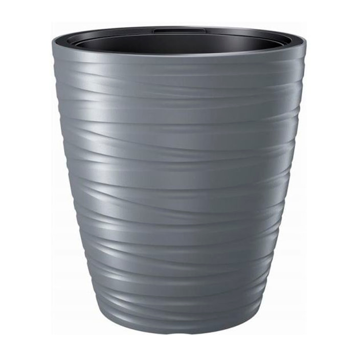 Maceta con deposito 16l maze de plastico en color gris piedra 29,6 (largo) x 29,6 (ancho) x 32,9 (alto) cm