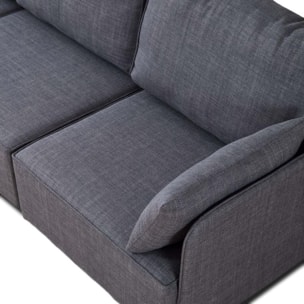 Sofá modular con chaiselongue 4 plazas y brazos Cubiq Gris