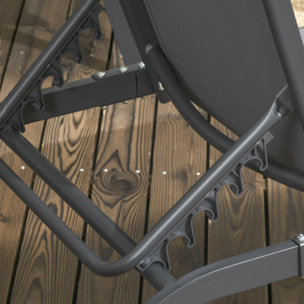 Pack de 2 Tumbonas de Jardín Exterior Tumbonas Reclinables de Aluminio con Respaldo Ajustable de 5 Niveles y Ruedas para Playa Piscina 165x66x102 cm Gris Oscuro