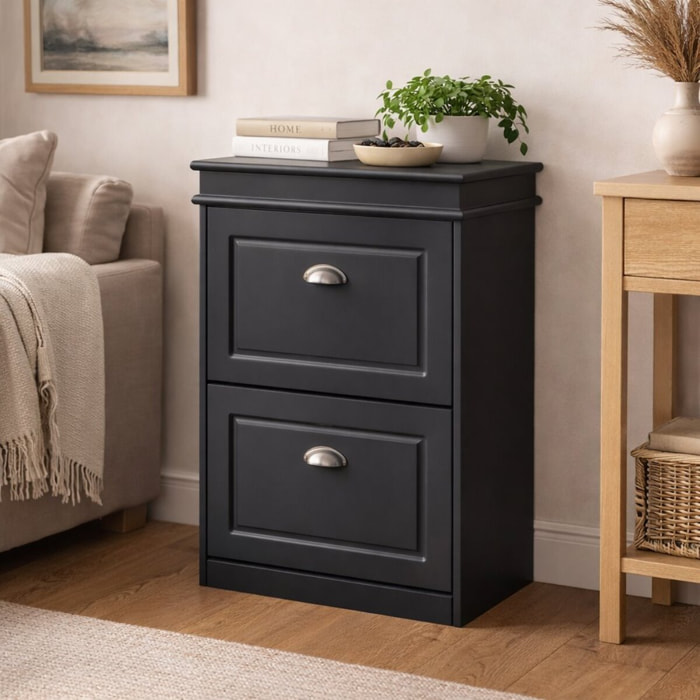 Mobile scarpiera grigia con 2 ribalte 53x24x82 cm compatta per ingresso- Vittoria