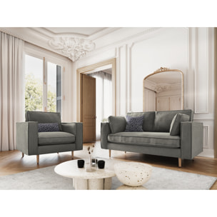 Fauteuil "Alexis" en velours côtelé gris clair