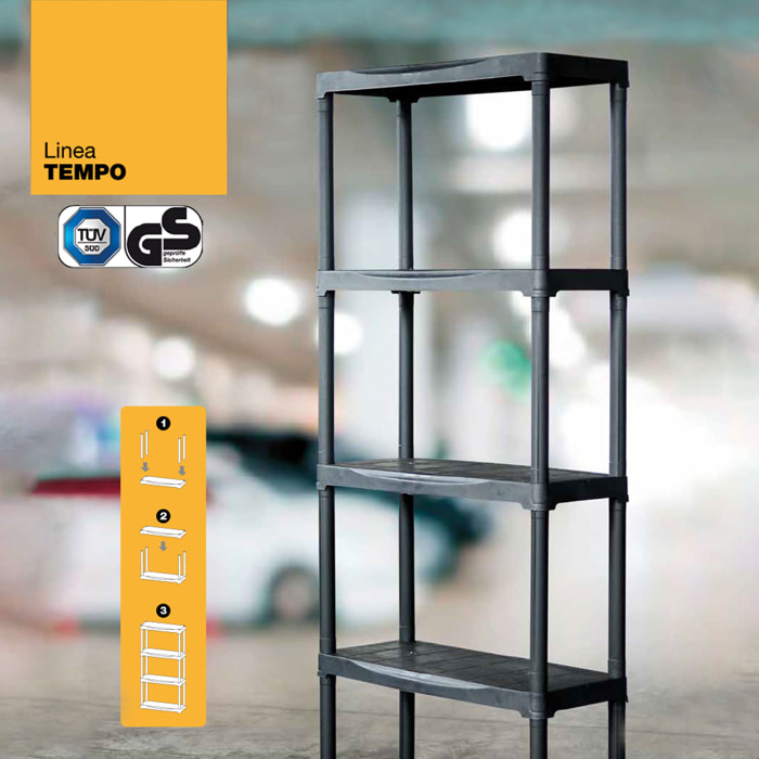 5 estantes  en polipropileno, interior/ exterior, 60x58,5xh 176 cm, profundidad doble