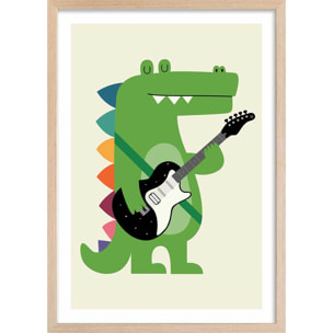 Affiche enfant rock croco Affiche + cadre en bois - Chêne