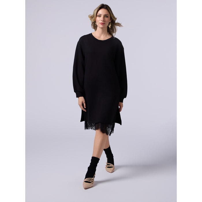 Oltre - Vestito in felpa con sottoveste - Nero