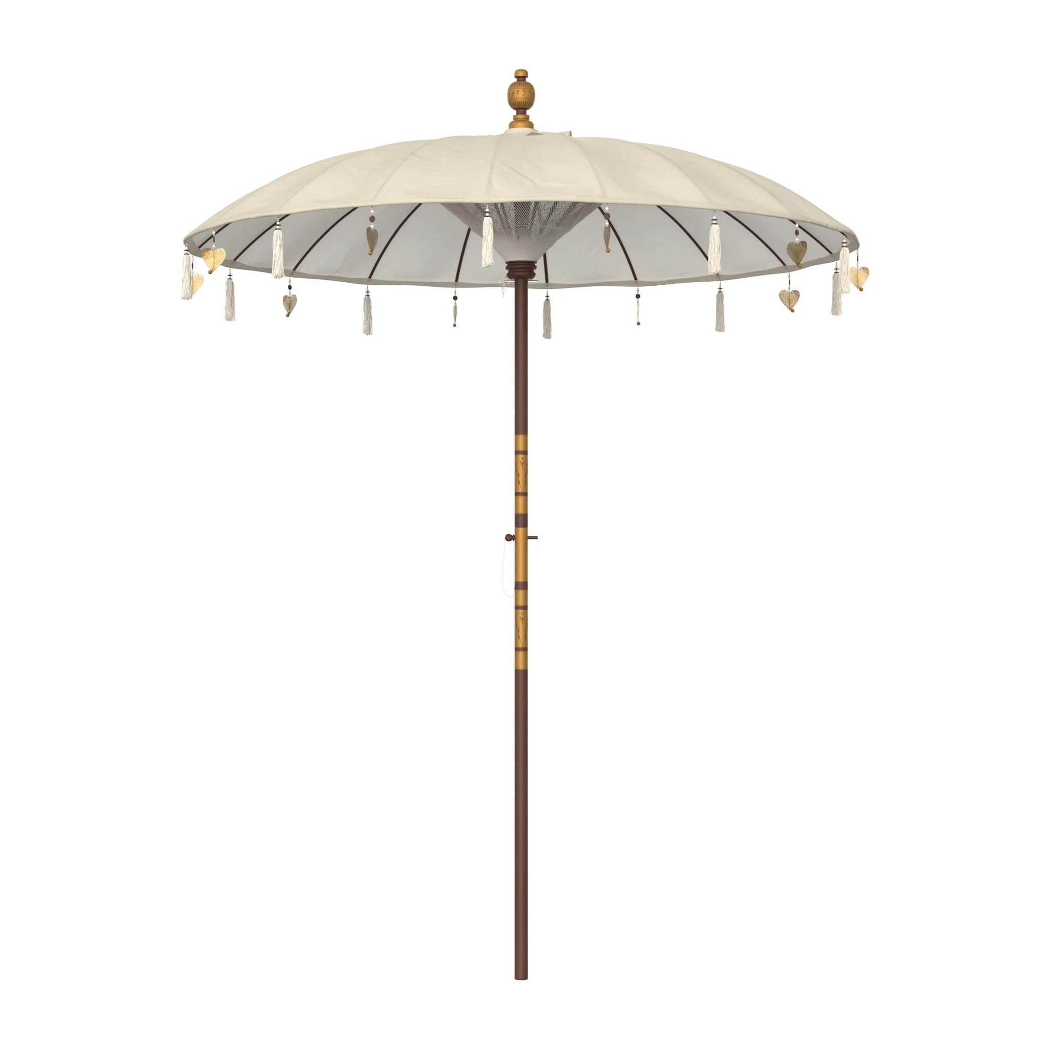 Parasol en bois de cocotier et tissu crème - Ali