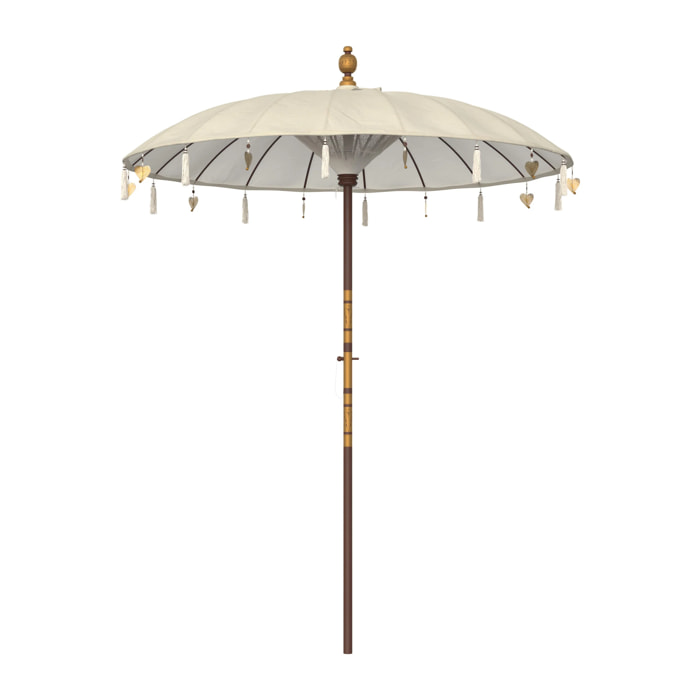 Parasol en bois de cocotier et tissu crème - Ali