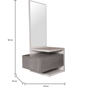 Mobile ingresso con specchio, 43 x 32 x 90, Bianco