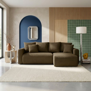 Canapé d'angle convertible réversible 3 places tissu chenille avec coffre ALMO