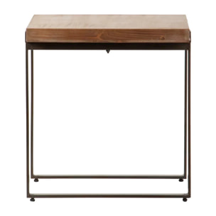 Mesita Auxiliar Madera Metal Marron 58x58x61cm