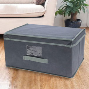 Well home caja de almacenamiento con tapa abatible de cartón no tejido - 44x33x22cm en gris oscuro