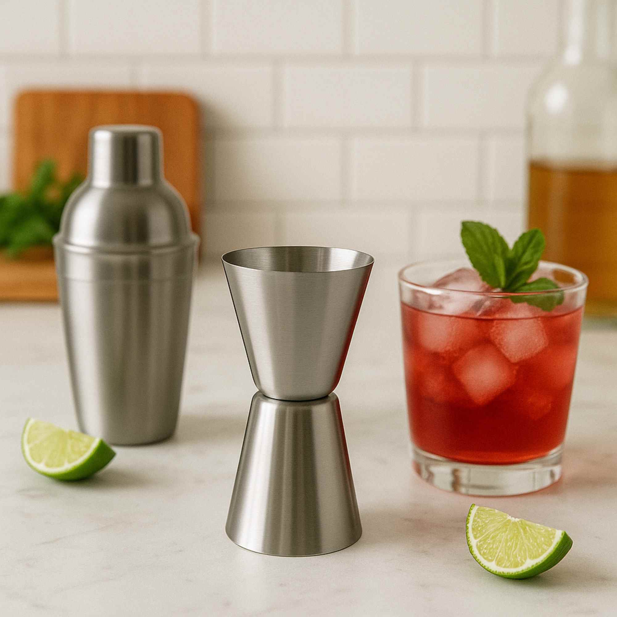 Taza medidora de acero inoxidable con doble cara - medidas precisas de 50 ml/1,69 oz y 25 ml/0,85 oz