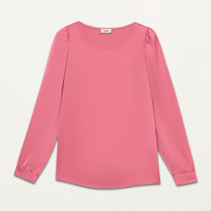 Oltre - Blusa bimaterica maniche lunghe - Rosa