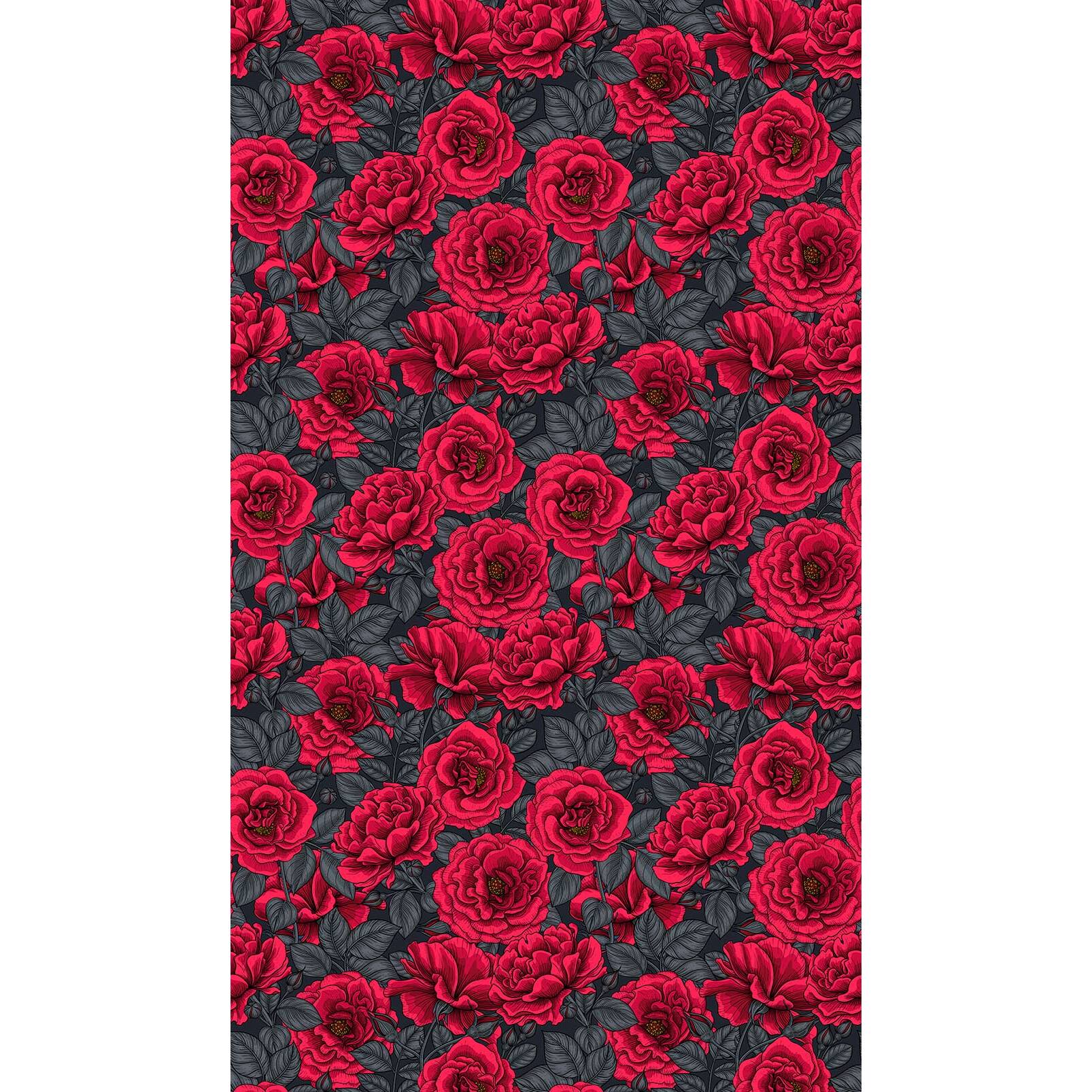 Papier peint fleurs de roses rouges Intissé