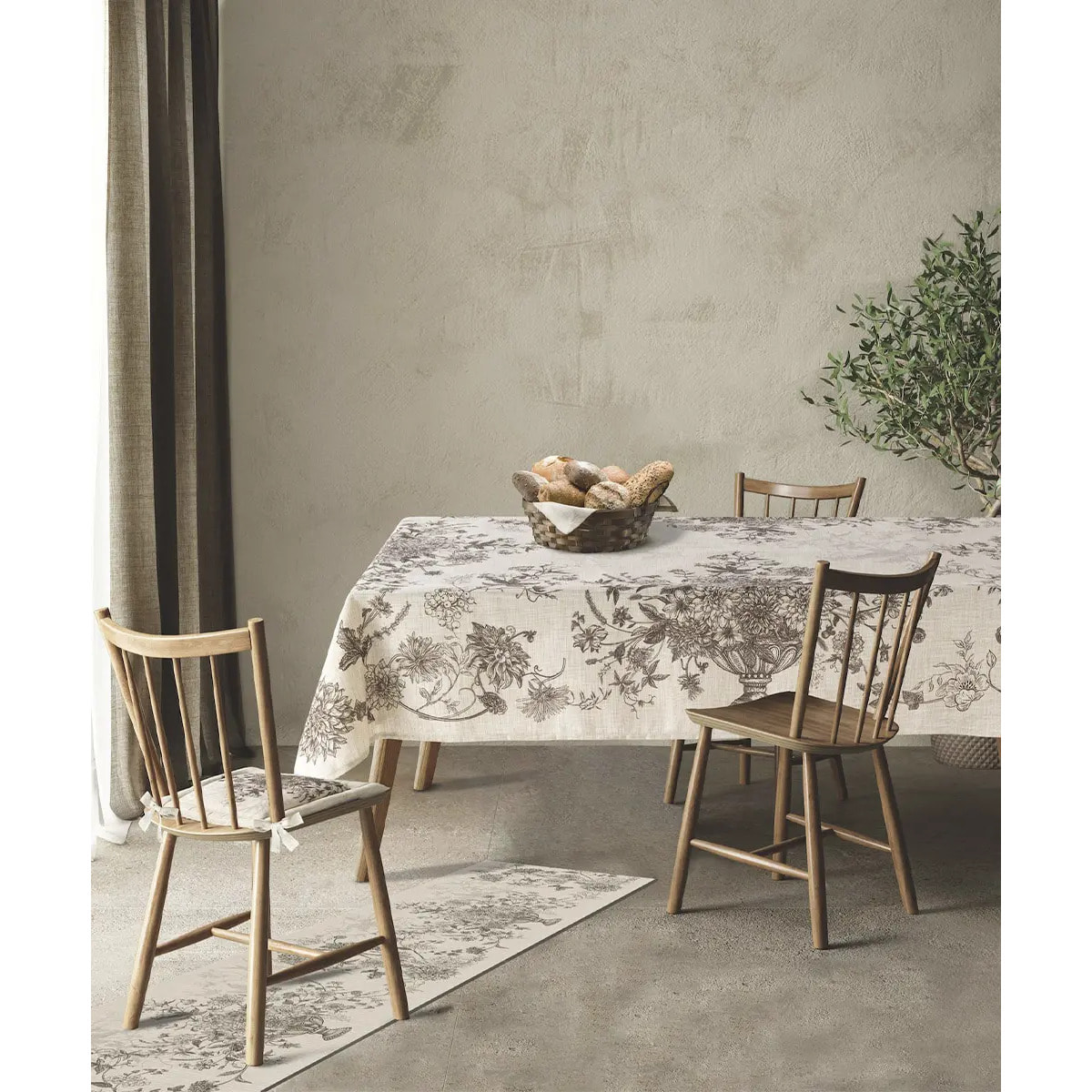 Tovaglia floreale antimacchia e lavabile 100% polylino TOILE