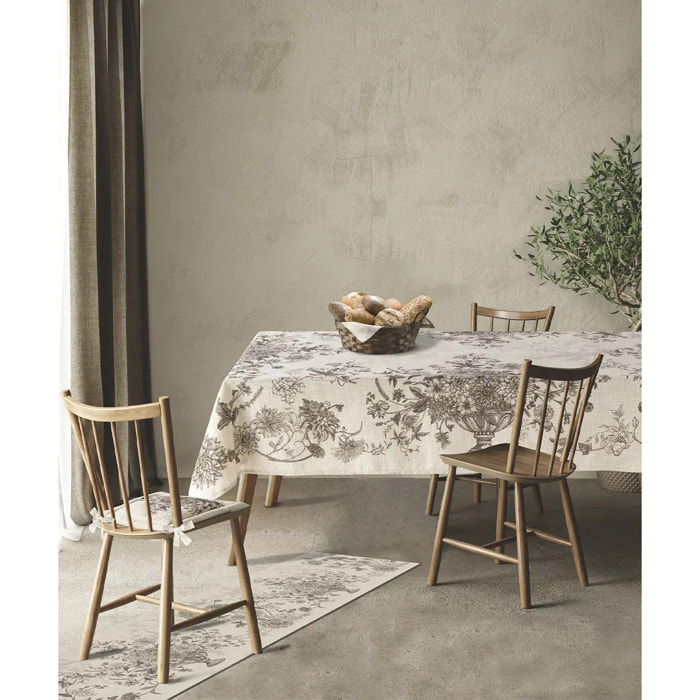 Tovaglia floreale antimacchia e lavabile 100% polylino TOILE