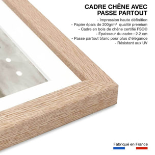 Affiche abstrait et soft line n°3 Affiche + cadre en bois - Chêne