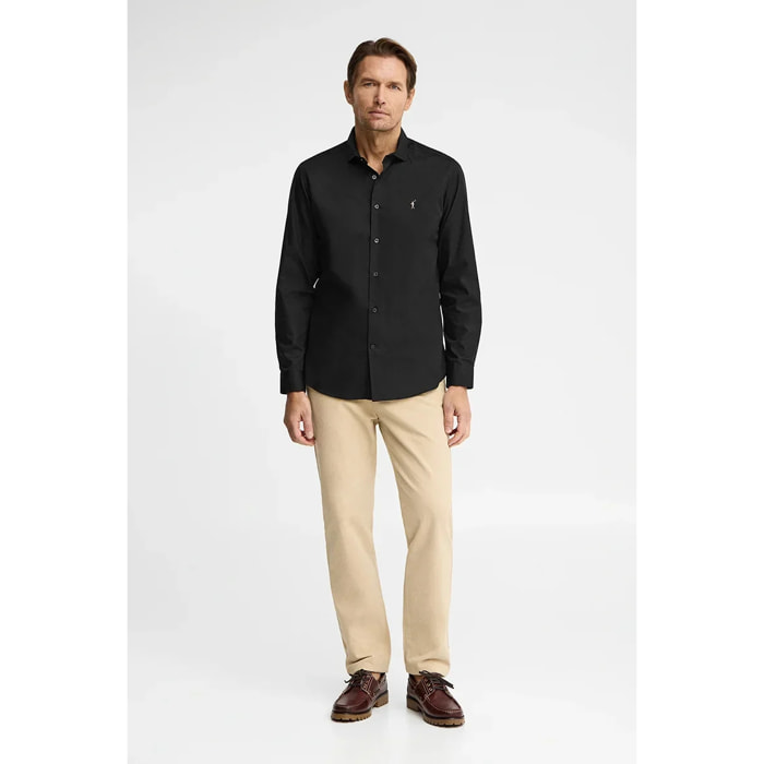 Camisa negra de corte slim con logo Rigby Go