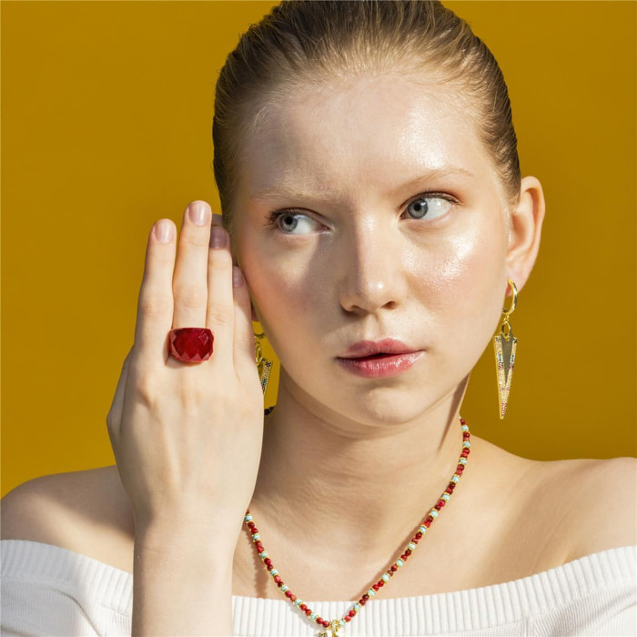 Pendientes con Circonita Multicolor acabado oro 18k