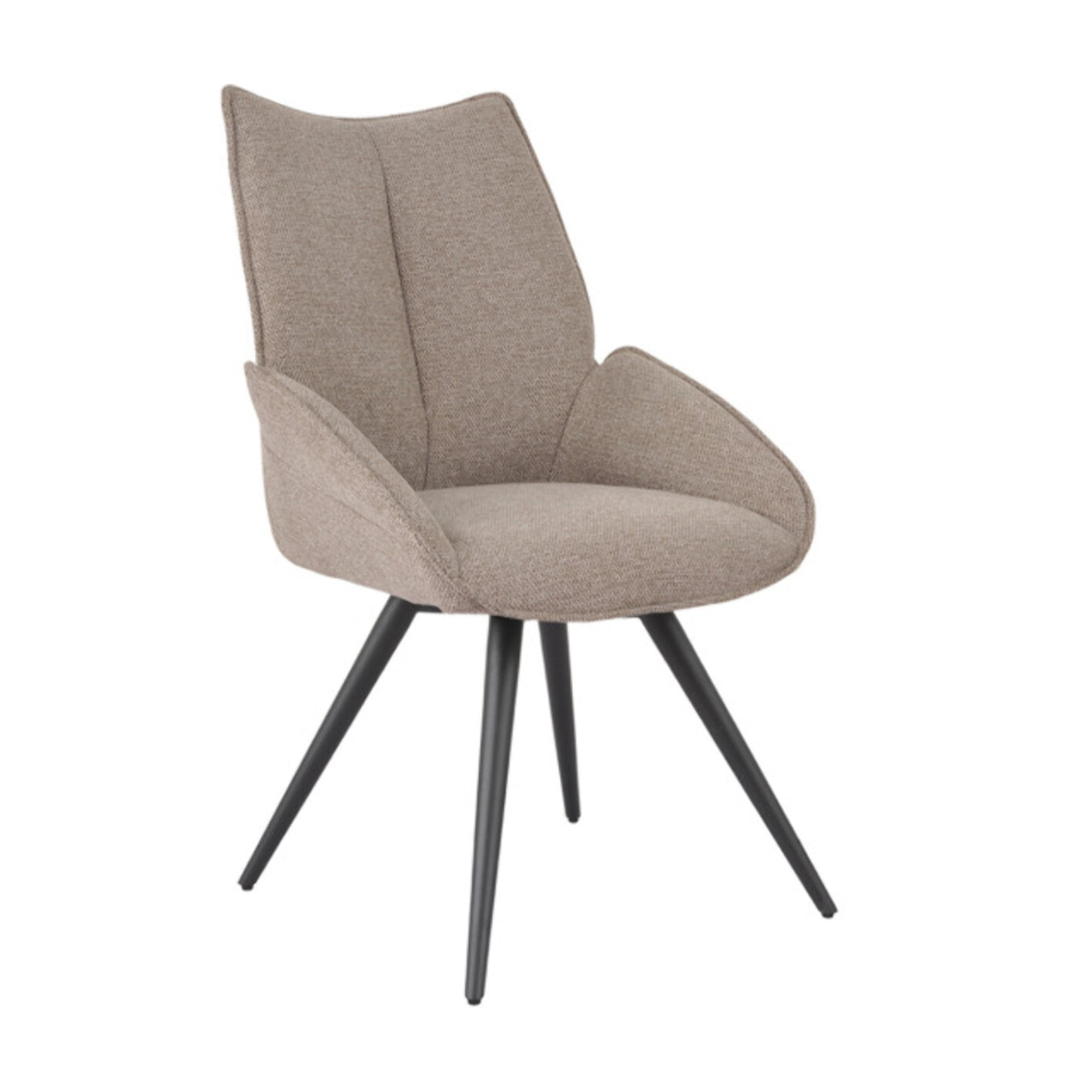 Chaise rotative 180° en tissu avec pieds évasés en métal noir - COLINE