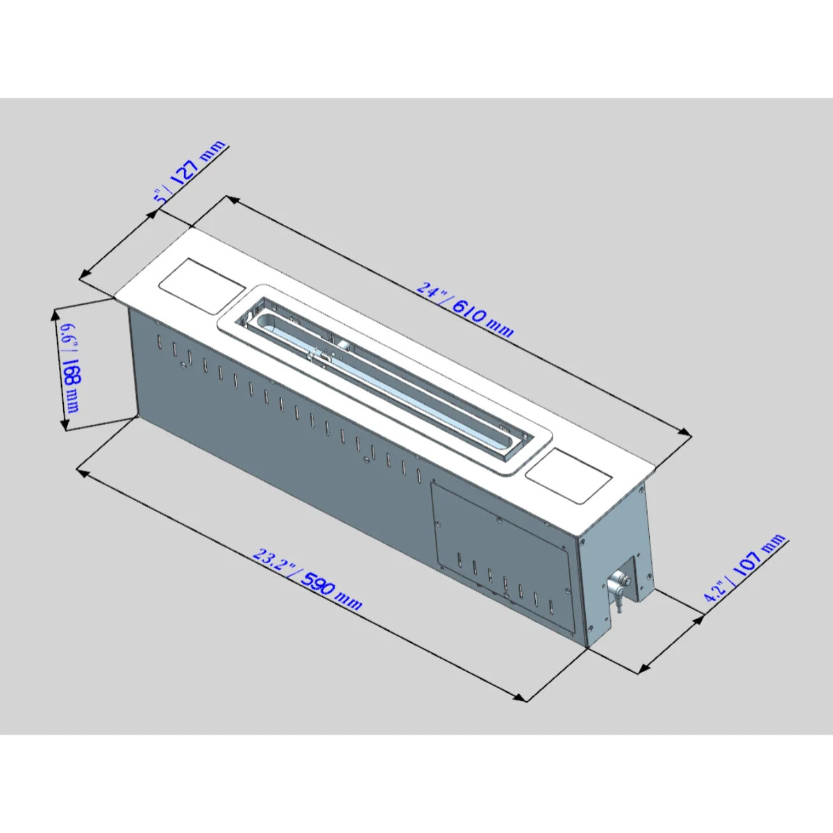 Slim 70 - Bruciatore a Bioetanolo Automatico da Incasso 61x16,8x12,8 cm 2,4lt Smart App in Acciaio