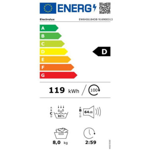 Sèche linge pompe à chaleur ELECTROLUX EW6HI6184DB