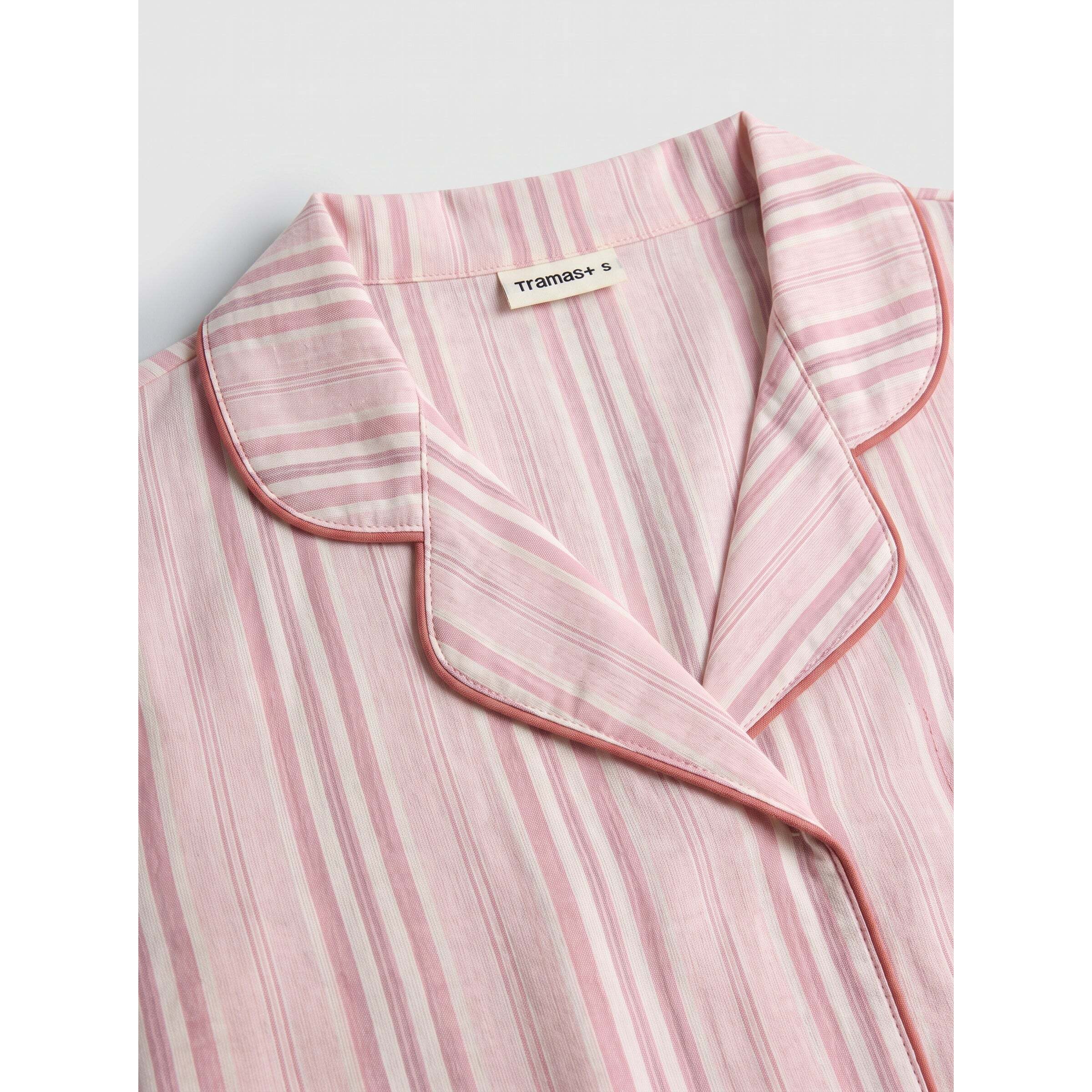 Pijama largo camisero de algodón raya martuca rosa