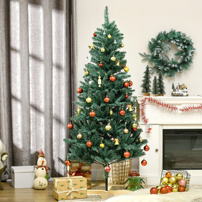 Árbol de Navidad Artificial 180 cm Árbol de Navidad Frondoso con 536 Ramas Apertura Automática y Base Cruzad de Madera Decoración para Interiores Ø90x180 cm Verde