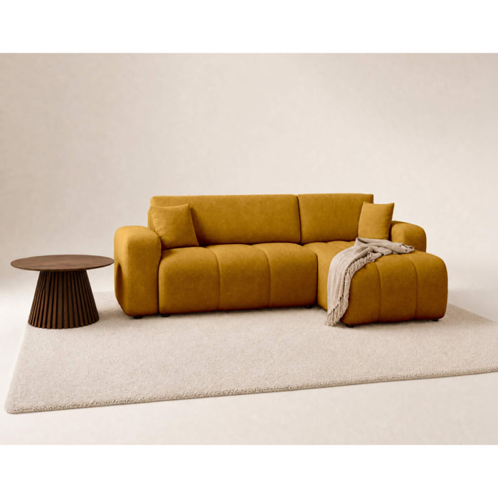 Nicole - canapé d'angle réversible 4 places convertible avec coffre en tissu - Jaune
