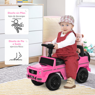 Correpasillos para Bebés de 12 a 36 Meses Coche Correpasillos Licencia Mercedes G350 con Compartimento de Almacenaje y Volante Carga 25 kg 62,5x28,5x45 cm Rosa