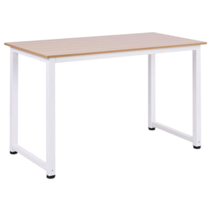 Table d'ordinateur 120L x 60l x 76H cm chêne et blanc multifonction grand plateau cadre robuste en métal