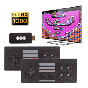 Console per videogiochi retrò Full HD1080P, con 2 controller wireless. Include 620 giochi classici a 8 bit.