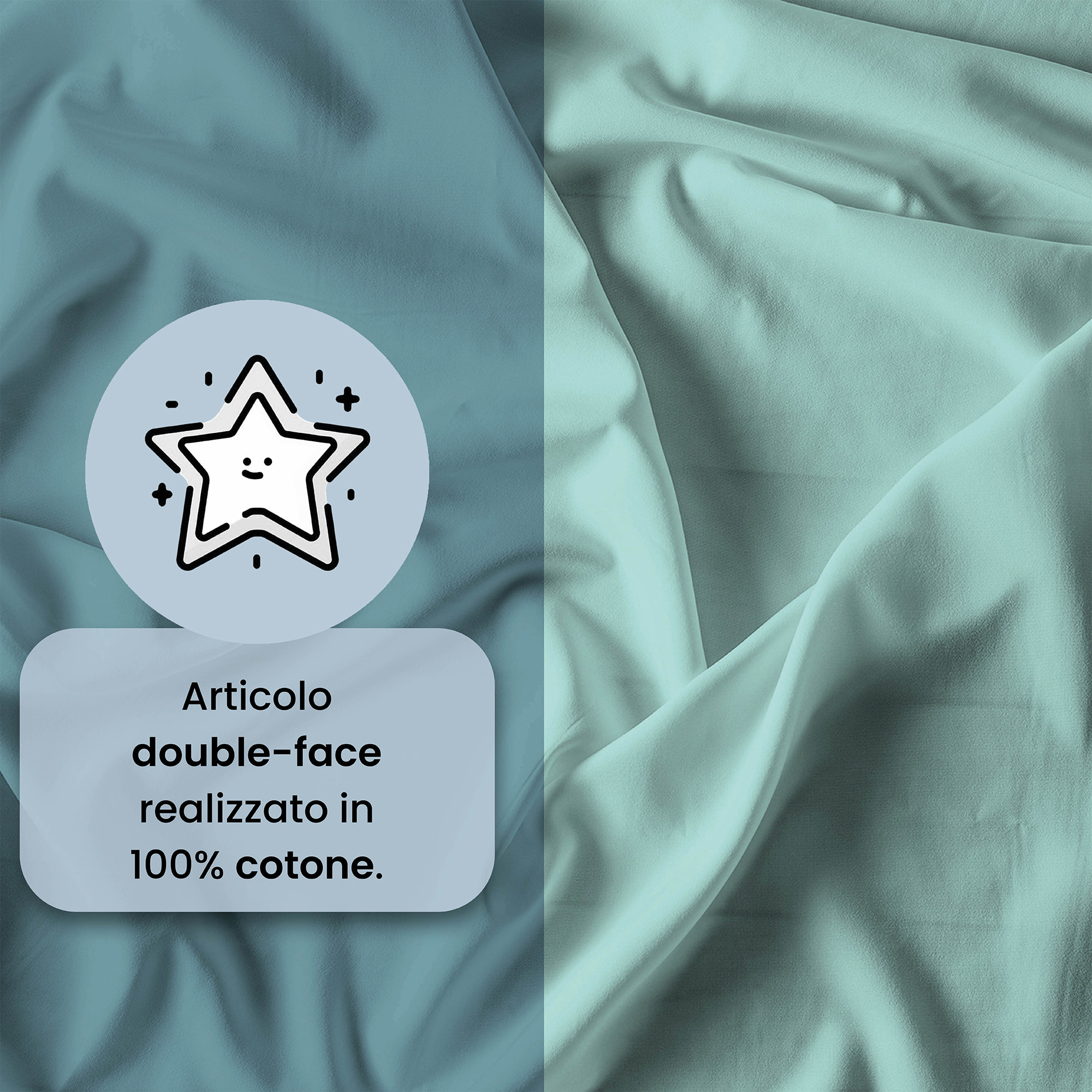 PARURE COPRIPIUMINO NATURAL COLOR, 100% Cotone, Made in Italy - OTTANIO/ACQUA