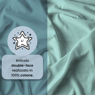 PARURE COPRIPIUMINO NATURAL COLOR, 100% Cotone, Made in Italy - OTTANIO/ACQUA