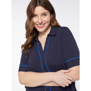 Fiorella Rubino - Camicia maniche corte in viscosa ECOVERO™ - Blu