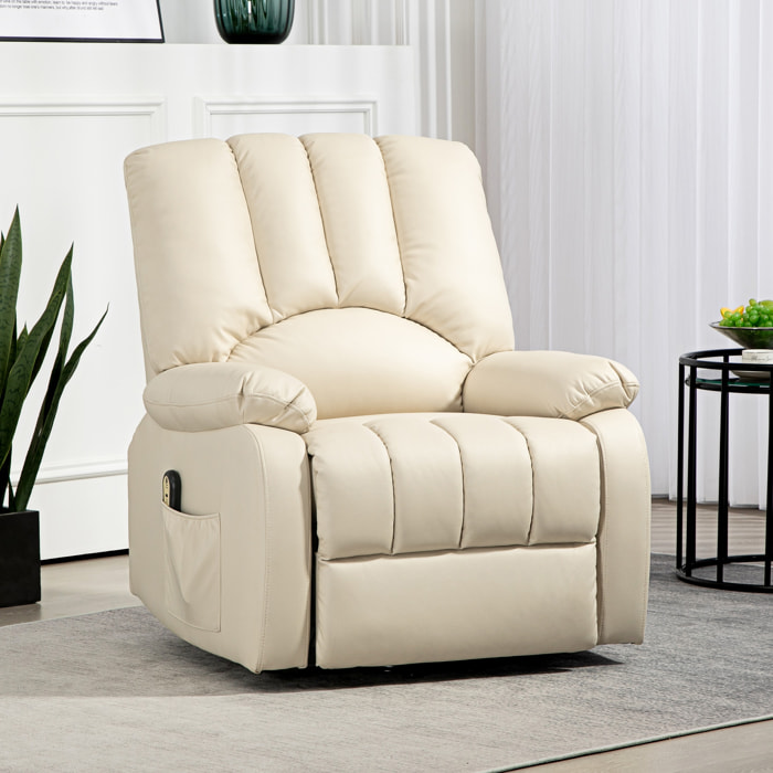 Fauteuil de relaxation électrique - fauteuil releveur inclinable - repose-pied ajustable - microfibre polyester beige clair