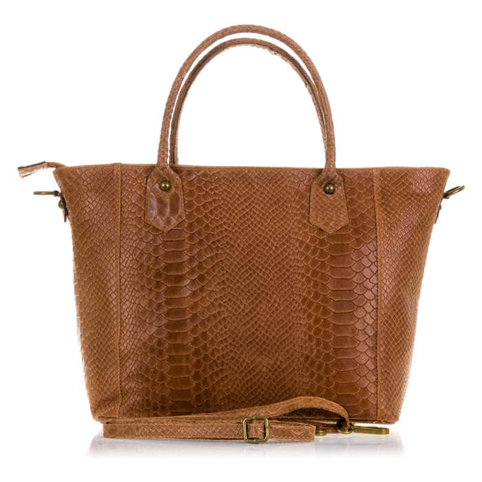 Imperia Borsa tote Donna.Pelle autentica Camoscio Stampa Serpente