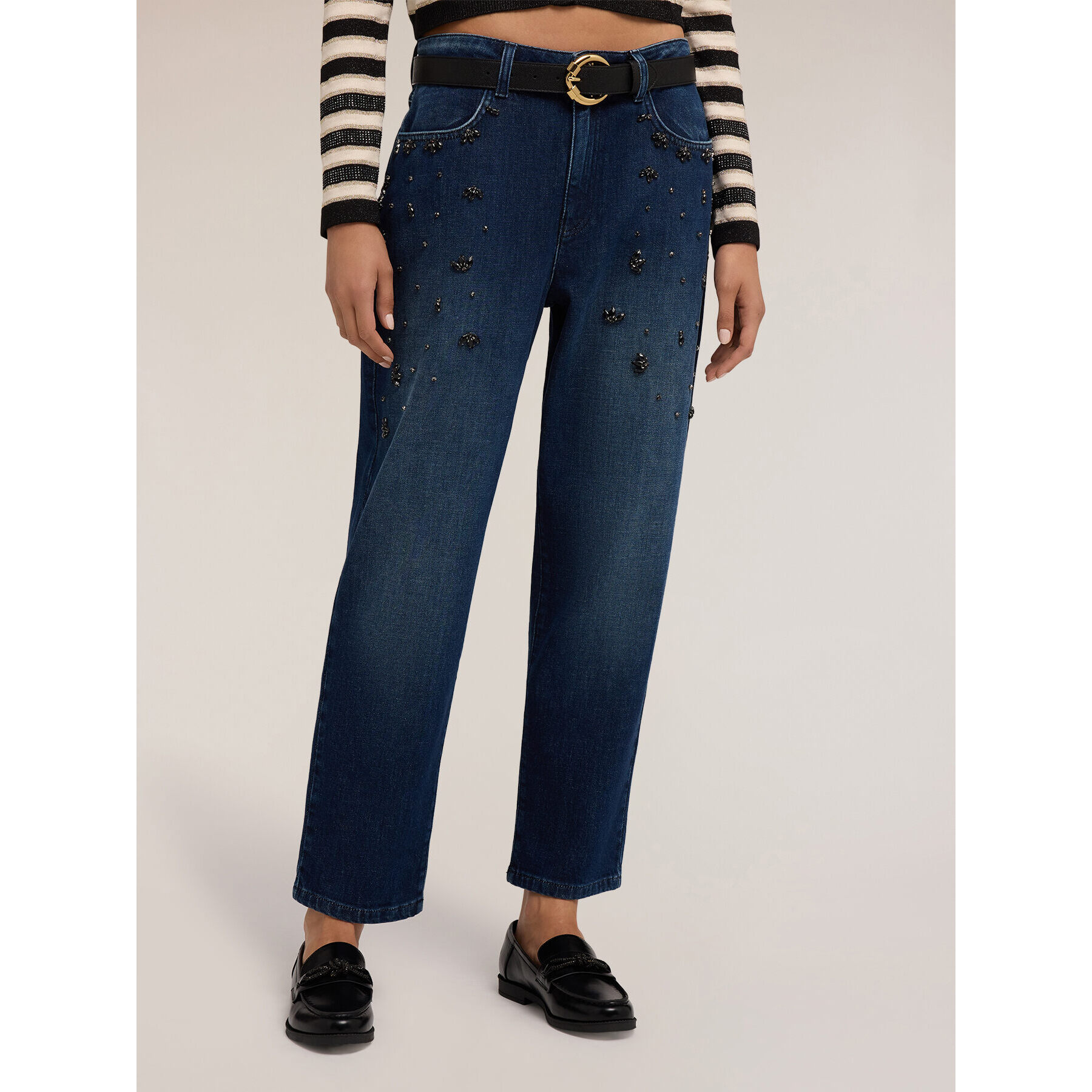 Motivi - Jeans regular con applicazioni gioiello - Blu