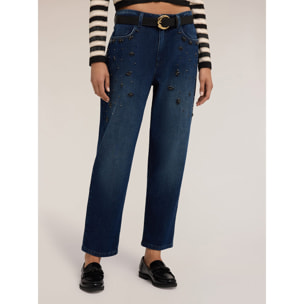 Motivi - Jeans regular con applicazioni gioiello - Blu