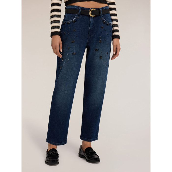 Motivi - Jeans regular con applicazioni gioiello - Blu
