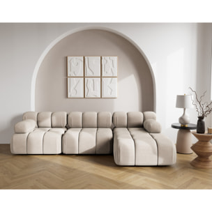 Ruby - canapé modulable d'angle droit 4 places en velours texturé - Beige