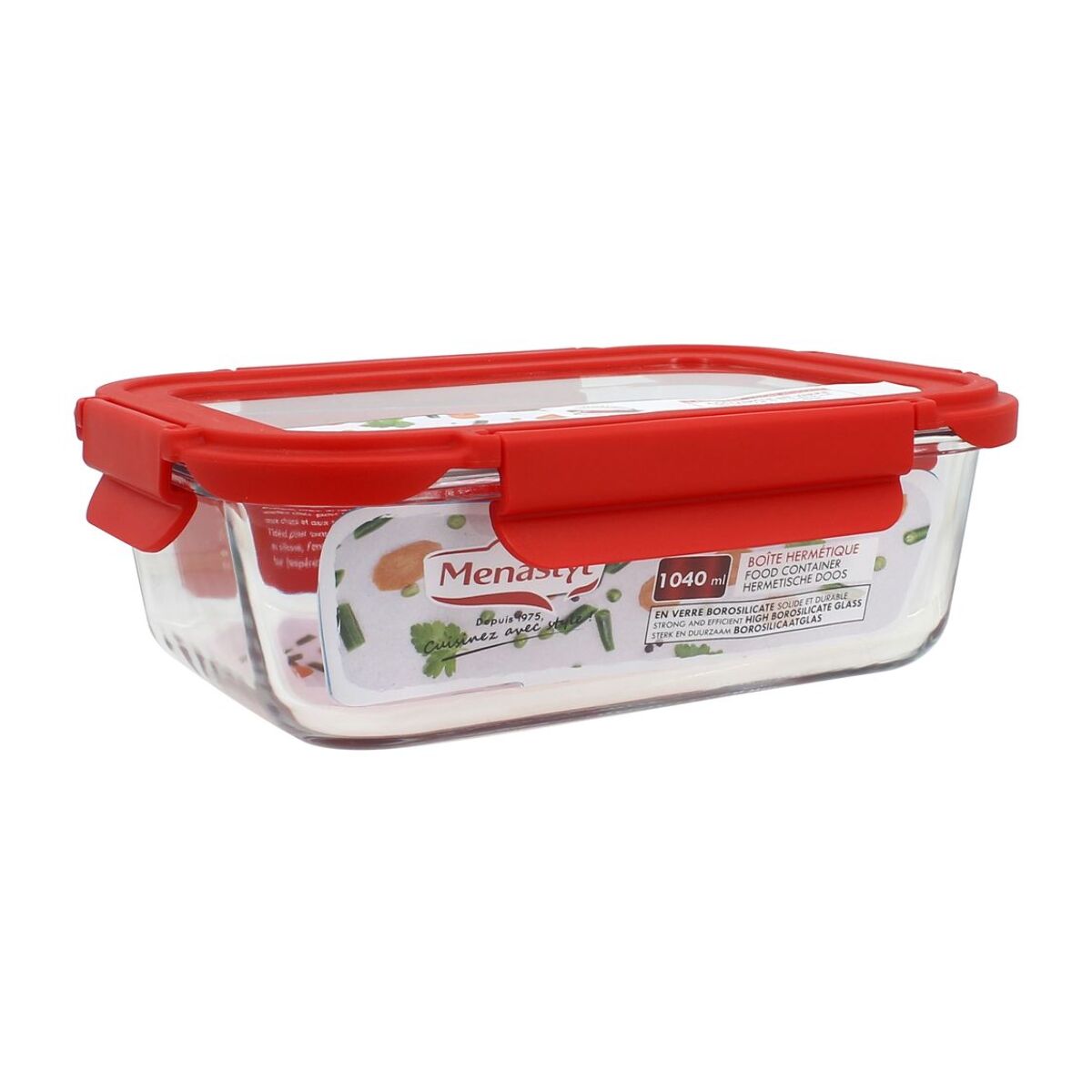 Boîte hermétique rectangle 1040ml en verre CRISTAL