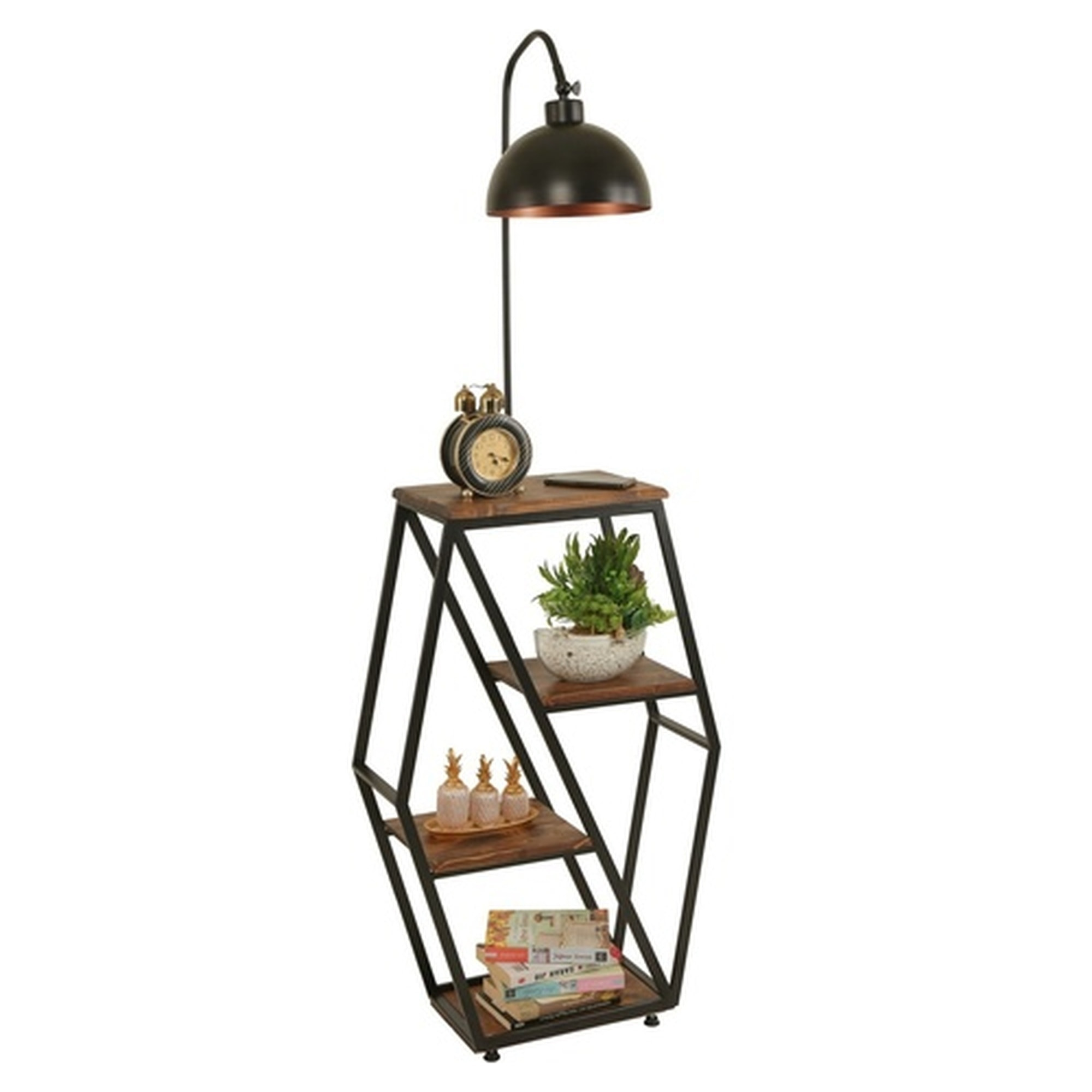 Lámpara de pie con metal pantalla redonda, negra, colección Victoria, 38x25x165, casquillo E 27 Max 60 W