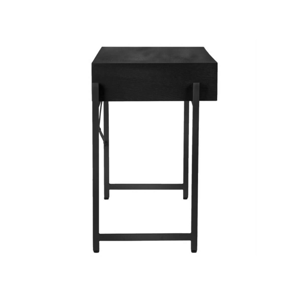 Console avec caisson à porte coulissante ajourée et pieds en métal - Noir - MALIA