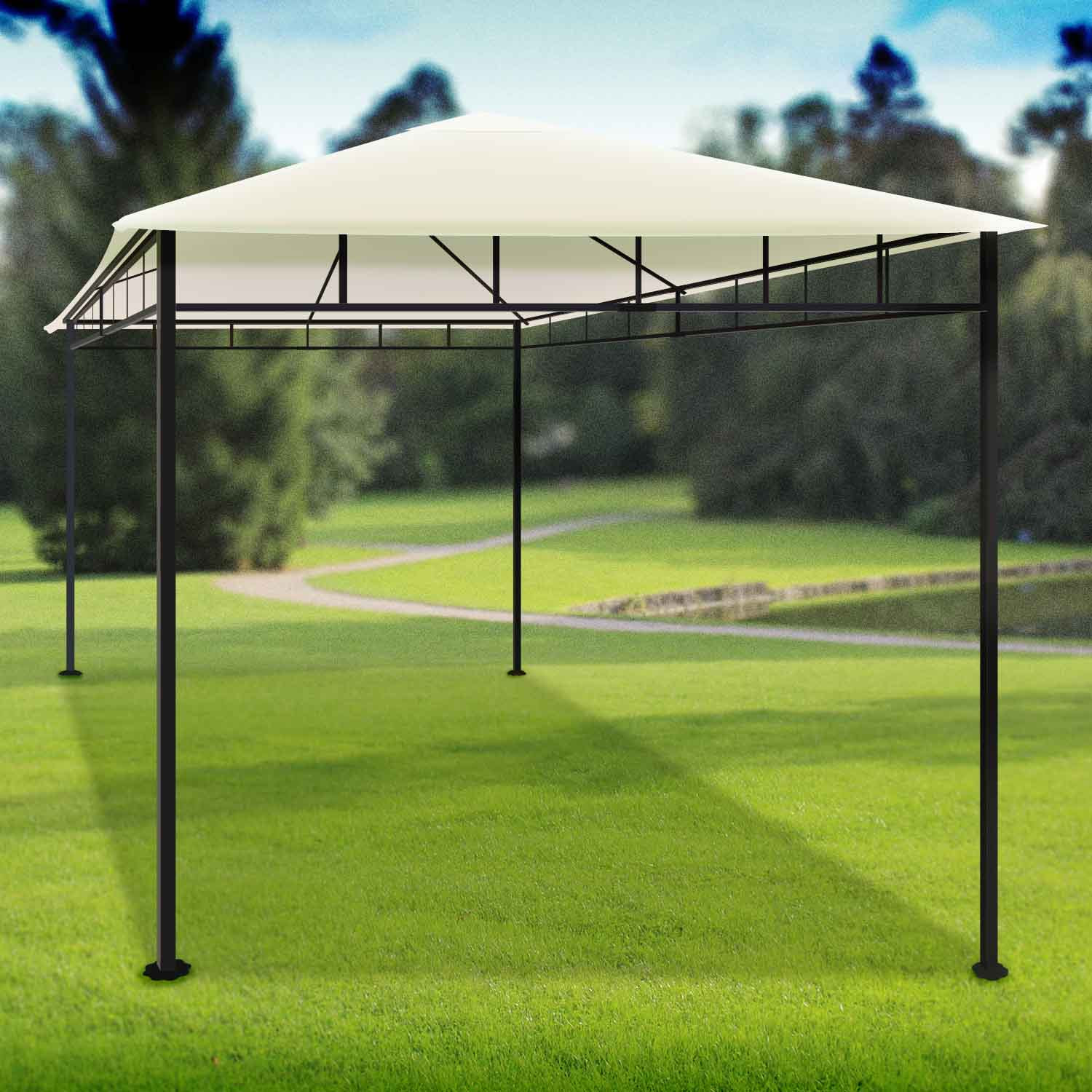 Gazebo 3x2 M esterni ferro battuto elegante gazebo da giardino ecrù