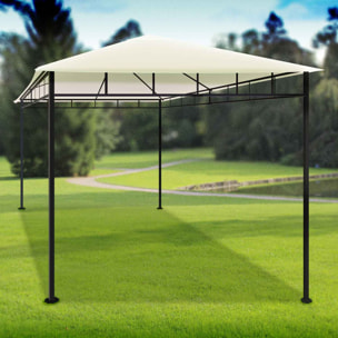 Gazebo 3x2 M esterni ferro battuto elegante gazebo da giardino ecrù