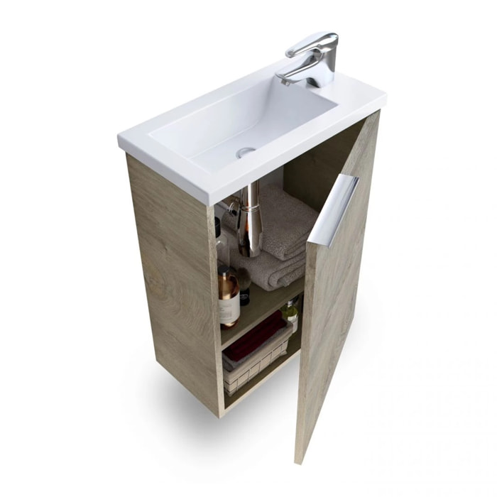 Mueble de baño con espejo Sense 1 puerta Roble Alaska