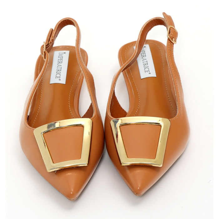 Ballerine slingback in simil pelle con dettaglio color oro sulla punta