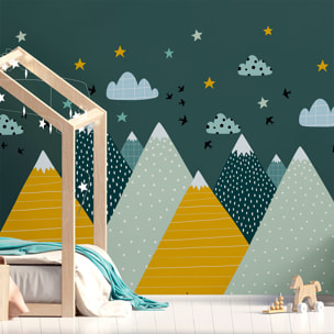 Stickers muraux enfants - Décoration chambre bébé - Autocollant Sticker mural géant enfant montagnes scandinaves ZISKA